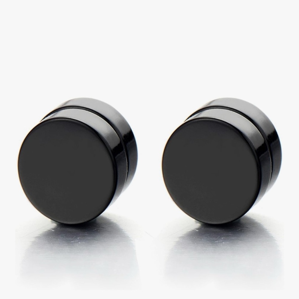 Unisex 🖤Black 5mm Cylinder Stud Earrings